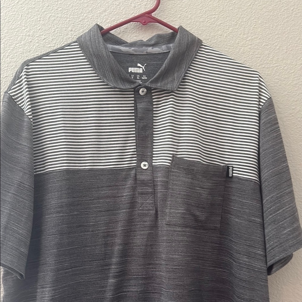 Puma Gray Textured Polo Shirt - Picture 2 of 5